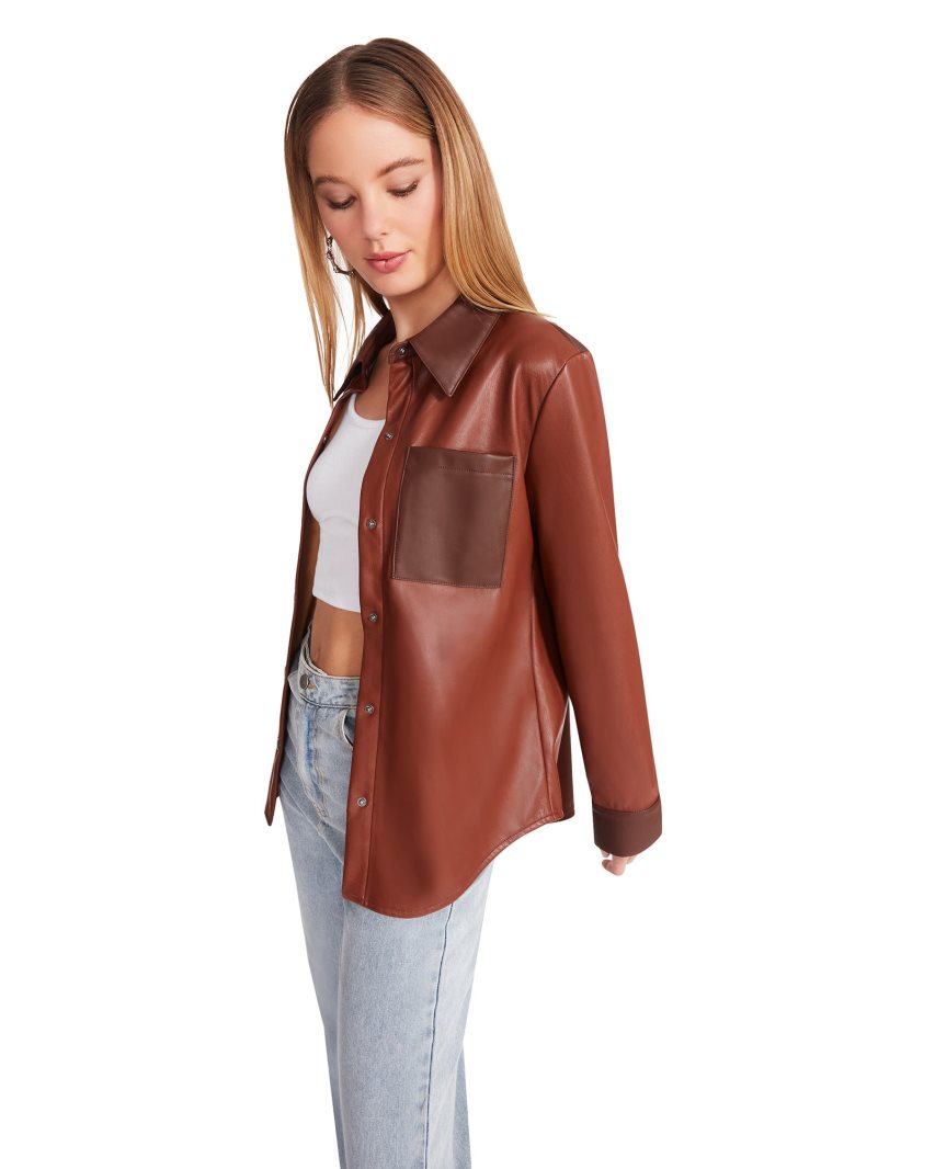 Brown Steve Madden Sam Women's Shirt Jackets | PH 5168UFX